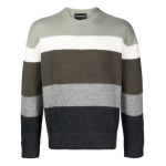 Emporio Armani striped virgin wool jumper, зеленый - фото