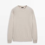 Свитер Massimo Dutti Crew Neck Wool, бежевый - фото