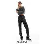 Черные прямые брюки из искусственной кожи ASOS Tall - фото