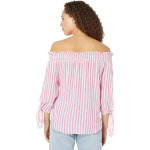 Топ Michael Kors Off-the-Shoulder Stripe Top, цвет Cerise - фото