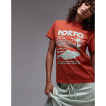 Ржаво-красная футболка с рисунком Topshop 'Porto' - фото 4