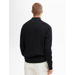 Свитер Massimo Dutti Ribbed Knit With Mock Neck, черный - фото 7