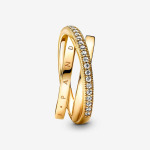 Кольцо Pandora Signature Crossover Pave Triple Band, золото - фото 2