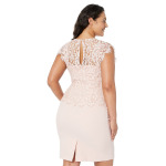 Платье Vince Camuto, Lace Mock Neck Peplum Signature Stretch Crepe Skirt Bodycon - фото 2