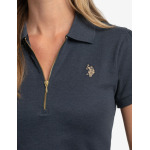 Футболка поло U.S. Polo Assn. Half Zip Puff Sleeve Heather, темно-серый - фото 4