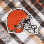 Женская спортивная коричнево-оранжевая ночная рубашка Cleveland Browns Mainstay с длинными рукавами и застежкой на все пуговицы. - фото 4