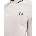 Fred Perry — рубашка-поло с длинными рукавами и двойной окантовкой кремового цвета - фото 2