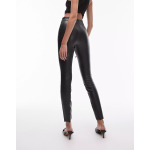 Брюки Topshop Tall Faux Leather Skinny Stretch, черный - фото 4