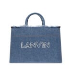 Lanvin сумка-тоут с вышитым логотипом, синий - фото