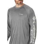 Рубашка Columbia Terminal Tackle Heather Long Sleeve, цвет Charcoal Heather/Cool Grey Logo - фото 3