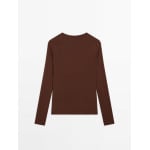 Легкая футболка с длинными рукавами Massimo Dutti, оранжевый - фото 2