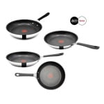 Tefal E30 Набор сковород Джейми Оливера, индукционный набор из 6 предметов, сотейник с крышкой, край высотой 25 см, противень 24 см + 28 см, с покрытием, можно использовать в духовке, можно мыть в посудомоечной машине - фото 2