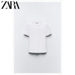 Футболка женская Zara с круглым вырезом и короткими рукавами, белый - фото 5