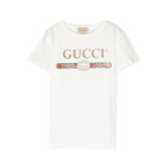 Футболка с логотипом Gucci Kids, белый - фото