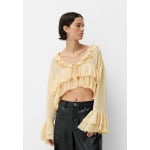 Блуза RUFFLED CHIFFON WITH FRONT TIE DETAIL Bershka, розовый - фото 3