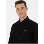 Черная мужская рубашка Slim Fit с воротником на пуговицах U.S. Polo Assn. - фото 2