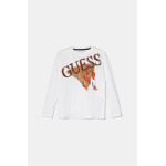 Хлопковая рубашка Guess с длинными рукавами для мальчиков и девочек, белый - фото