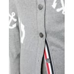 Кардиган Thom Browne Anchor с 4 перекладинами и интарсией, серый - фото 5