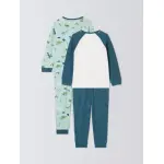 Пижама John Lewis Kids' Camping Dinosaur Cotton 2 шт, синий - фото 3