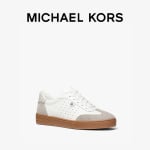 Кроссовки кожаные женские Michael Kors Scotty на шнуровке, белый - фото