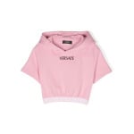 Versace Kids укороченное худи с декорированным логотипом, розовый - фото