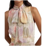 Платье LAUREN Ralph Lauren Floral Crinkle Georgette Tie-Neck, цвет Cream Multi - фото 3