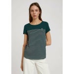 Футболка с принтом Striped Shirt With Embroidery Tom Tailor, цвет green/rose - фото