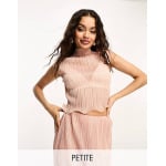 Светло-розовый топ с плиссированной оборкой и подолом River Island Petite - фото