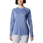 Футболка Columbia Tidal Tee Heather Long Sleeve, цвет Bluebell Heather/White Logo - фото