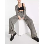 ASOS Tall Широкие брюки из джерси с напуском в серую клетку - фото 3