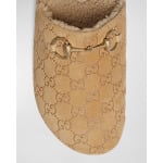 Замшевые мюли из овчины Horsebit с узором GG Gucci, цвет Buttercup - фото 5