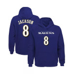 Пуловер с капюшоном Big Boys Lamar Jackson Purple Baltimore Ravens Mainliner с именем и номером игрока Outerstuff, фиолетовый - фото