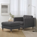 ЛАНДСКРОНА Пуф, Гуннаред темно-серый/дерево LANDSKRONA IKEA - фото 2