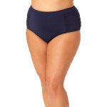 Плавки Anne Cole Plus Size Shirred High-Waist Tummy Control Bottoms, темно-синий - фото