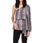 Туника MICHAEL Michael Kors Snake One Shoulder Tunic, цвет Malachite Grey - фото