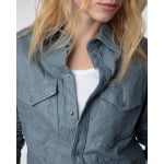 Мятая кожаная рубашка Thelma Zadig & Voltaire, цвет Light Blue - фото 5