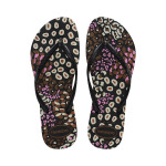 Сандалии Havaianas Slim Animals Flip Flop, цвет Black/Pink Lemonade - фото