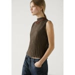 Блуза PLEATED WITH FUNNEL NECK Massimo Dutti, хаки - фото 6