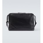 Большая кожаная дорожная сумка Loop Intrecciato Bottega Veneta, цвет black silver - фото