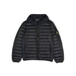 Stone Island Junior пуховик с капюшоном и нашивкой Compass, синий - фото