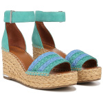 Сандалии Franco Sarto Clemens Raffia Espadrille Wedge Heel, цвет Teal Green Woven - фото