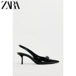 Туфли женские Zara из лакированной кожи, черный - фото