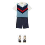 Gucci Kids джинсовые шорты-бермуды с логотипом, синий - фото 4