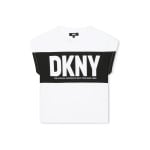 Футболка в стиле колор-блок с короткими рукавами и логотипом Dkny, белый - фото