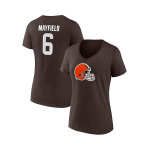 Женская футболка с v-образным вырезом и именем и номером игрока Baker Mayfield Brown Cleveland Browns Fanatics, коричневый - фото