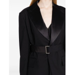 sacai layered belted single-breasted blazer, черный - фото 4