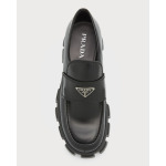 Мужские лоферы из матовой кожи с монолитной подошвой и подошвой Prada, цвет Black - фото 6