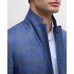 Мужское спортивное пальто в клетку из смесовой шерсти ZEGNA, цвет Blue Navy Check - фото 7