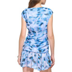 Платье DKNY Sleeveless Printed Chiffon Ruched Front Dress, цвет Frosting Blue/White Multi - фото