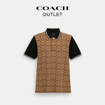 Рубашка-поло классическая мужская Coach Outlet с логотипом, хаки - фото 2